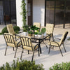 7 PCs Garden Dining Set w/ Umbrella Hole & Cushion, Beige