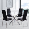 Round Glass Dining Table 90cm Clear Tempered Glass Top with Chrome X-Shaped Legs