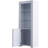 High Gloss White Cabinet Cupboard Tall Display Storage Unit Glass Doors Shelving