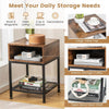 2-Tier End Table Nightstand Industrial Coffee Sofa Beside Table W/ Mesh Shelf