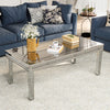 Large Silver Mirrored Coffee Table Crystal Inlay Gorgeous Modern Tea Table Home