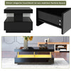 Coffee Table with Storage High Gloss LED Modern Wooden Rectangle Tea Table Black