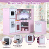 Kids Wooden Pretend Play Kitchen Toy Corner Kitchen Playset-Pink