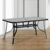 Glass Bistro Dining Table Cocktail Table Outdoor Garden Patio with Parasol Hole