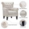 Chesterfield Linen Fabric Wing Back Chair QueenStyle Armchair Seat Backrest Sofa