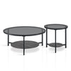 Round Coffee Table Set of 2 for Living Room Black Stacking Nesting Table