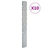 Garden Fence Posts 10 pcs Silver 180 cm Galvanised Steel