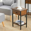Vintage Rustic Wood Side Table With Storage Drawer Sofa End Table Nightstand