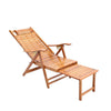 Foldable Bamboo Sun Lounger Garden Chair Patio Recliner Outdoor Deck Footrest UK