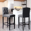 Linen Fabric Bar Stool High Chair Kitchen Breakfast Counter Seat with Backrest