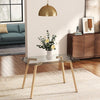Clear Tempered Glass Rectangle Table Dining Stand with Wood Effect Metal Legs UK