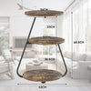 Side Coffee Table 3 Tier Storage Bedside End Table With LED Light Living Room