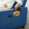 3-Seater Sofa Bed Convertible Velvet-Feel Upholstery Adjustable Backrest Blue