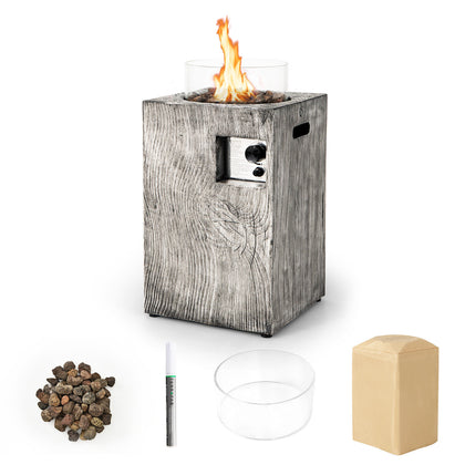 8.79 kW Propane Gas Fire Pit Table Outdoor Square Fire Table with Wind Guard