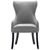 1PC Grey Dining Chairs Armchair High Back Velvet Upholstered With Wood Legs