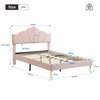 UPHOLSTERED PLATFORM BED 5 FT KING BED FRAME WITH HEADBOARD VELVET FABRIC PINK