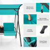 Outdoor Canopy Swing Chair W/ Center Tray & 23L Cooler Bag-Green