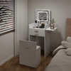 Modern Dressing Table Vanity Set with LED Mirror Stool Side Panel 2 Drawers