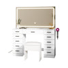 Dressing Table and Stool set 11 Drawer Makeup Table with Glass Top Vanity Desk