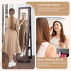 360° Swivel Armoire Storage Unit w/Full Length Mirror-Coffee