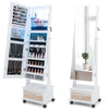 Standing Jewelry Armoire Lockable Jewelry Cabinet Vanity Mirror with LED Light