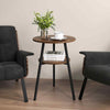 Round End Table Set of 2 Bedside Table Living Room Accent Table-Walnut