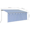 Manual Retractable Awning with Blind& 3.5x2.5m Blue&White L9E3