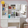 White Dressing Table with Mirror Vanity Makeup Desk & Stool Set With LED Lights