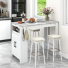 Bar Table Marble Counter Height Storage Cabinet Shelf Hooks Kitchen Breakfast