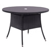 Rattan Tempered Glass Garden Tea Table Outdoor Patio Bistro W/ Umbrella Hole