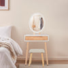 LED Mirrored Dressing Table Modern Makeup Vanity Cushioned Stool Set for Bedroom