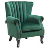 Upholstered Velvet Armchair Sofa Queen Anne Legs Tub Chair Studded Emerald Green