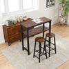3 Space Saving Industrial Kitchen Bar Table Stool Set Breakfast Dining Chair Set