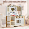 Large Wooden Play Kitchen Kids Pretend Cooking Role Play Toy with Utensils Gift