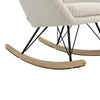 Modern Rocking Chair Fabric Upholstered Relax Rocker Lounge Chair Wingback Beige