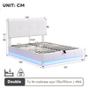 Double Bed Frame with Storage 4ft6 Ottoman Upholstered Bed Frame with LED Strip