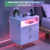 High Gloss Bedside Table RGB LED Bedside Cabinet 2 Drawers Nightstand USB Ports
