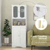Tempered Glass Door Pantry Cabinet Tall Storage Cabinet-White