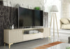 200cm TV Unit – Fluted Fronts, 2 Doors, Drawer, Gold Legs & Handles, Modern Luxe