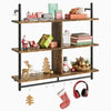 3 Tier Floating Shelving Bookshelf with Hooks for Living Room Kitchen Balcony UK