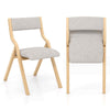 Folding Dining Chair Set of 2 Wooden Upholstered Dining Chairs