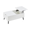 Wooden Lift Up Top Coffee Table With Storage Shelf Living Room Home Office White