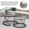 Round Coffee Table Set of 2 for Living Room White & Grey Stacking Nesting Table