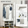 Hallway Furniture Set Shoe Bench Storage Mirror Cabinet Coat Rack w/ 4 Hooks