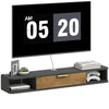 Wall Mounted Floating TV Cabinet Unit with Storage Shelves Black Wood Effect