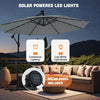 Cantilever Garden Parasol LED Lights 3 m Banana Patio Umbrella with Base UPF 50+