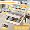 Upholstered Ottoman Bed with Hydraulic Lift & Storage Headboard with LED Strips