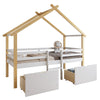 WHITE WOODEN KIDS HOUSE BED FRAME WITH STORAGE DRAWERS 3 FT SINGLE KIDS SLEEPER