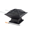 SQUARE FIRE PIT BBQ GRILL HEATER OUTDOOR GARDEN FIREPIT BRAZIER PATIO OUTSIDE