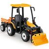 12V Battery Powered Kids Ride on Tractor Trailer 2-in-1 Electric Ground Loader